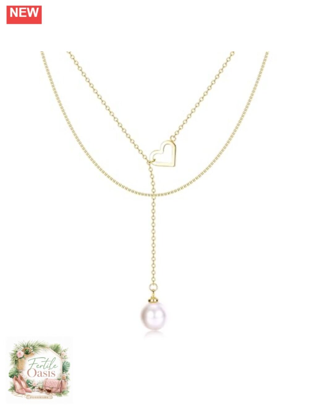 14K Gold Plated Layered Y Necklace Set with Cubic Zirconia, Dainty Lariat Choker